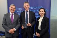 Hon. John Brumby AO, Vice-Chancellor Professor Duncan Bentley and Department Secretary Danni Jarrett.